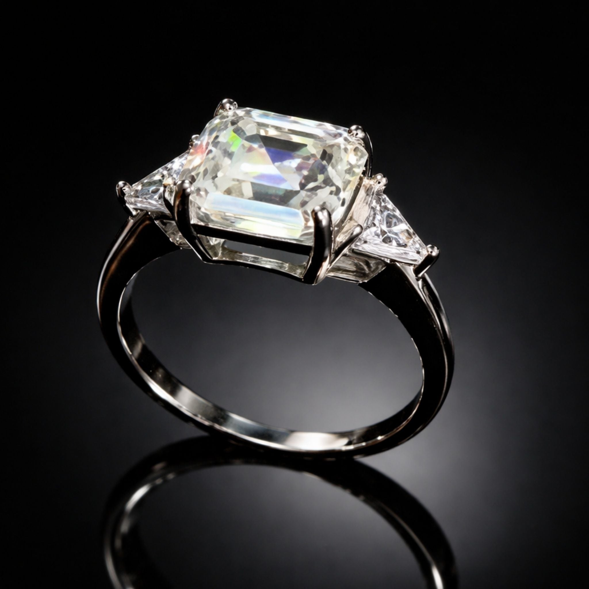 Asscher Cut 5CT Ring, 2 CT Earrings