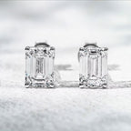 ÉCLATINE 10K Solid Gold | IGI Certified Lab Diamond | Emerald Cut| Stud Earrings