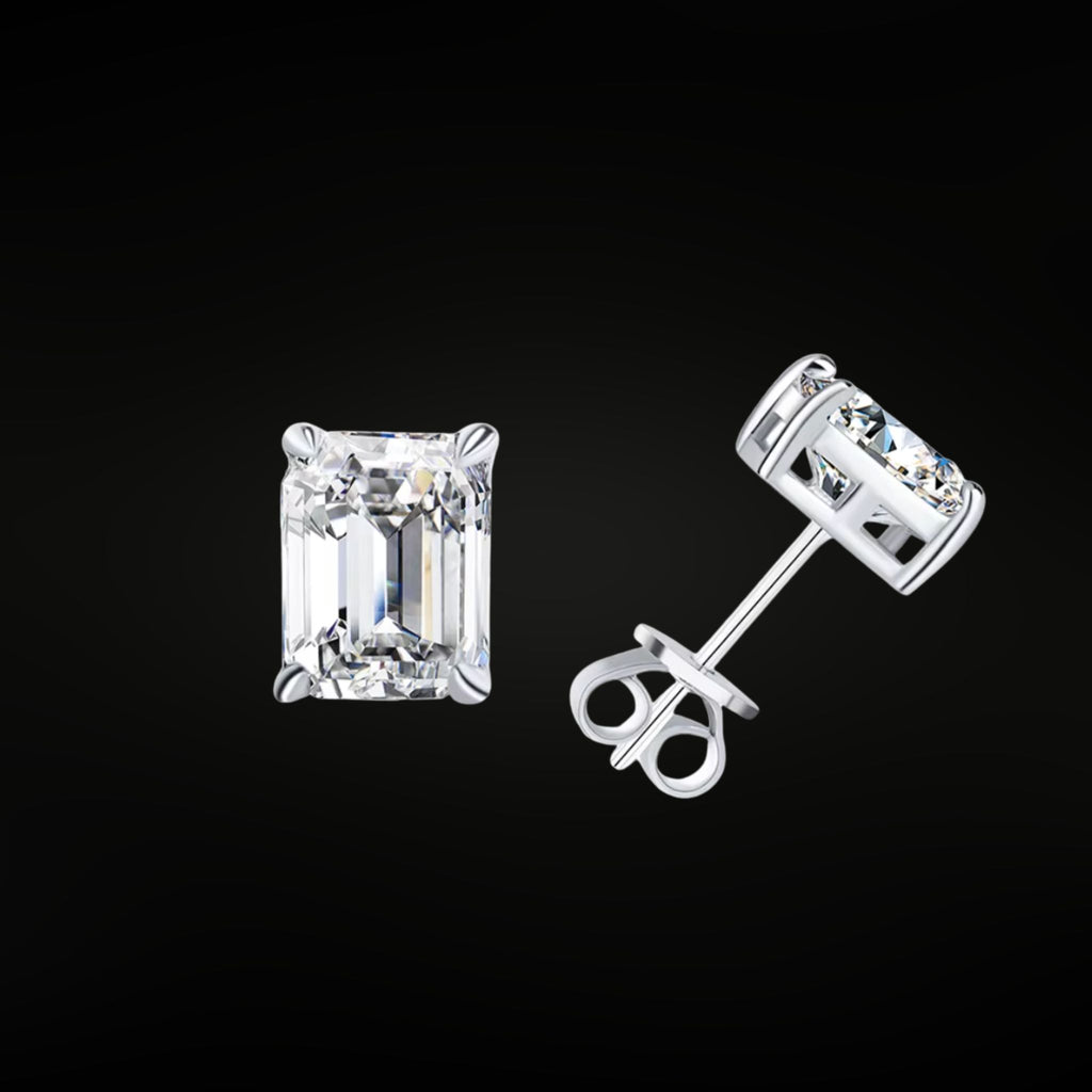 •ÉCLATINE Classic Emerald Cut Studs Earrings (5×7mm / 6×8mm)