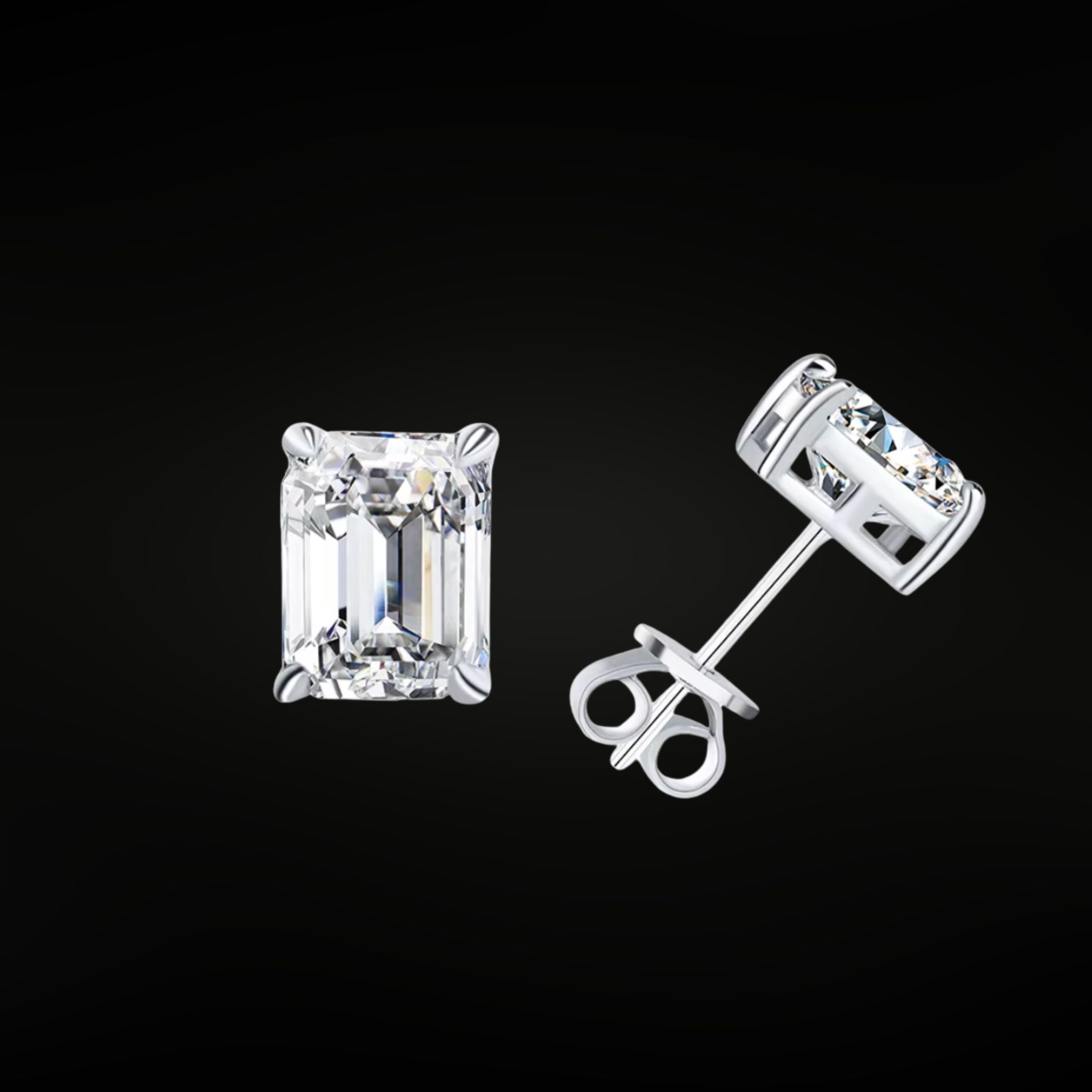 •ÉCLATINE Classic Emerald Cut Studs Earrings (5×7mm / 6×8mm)
