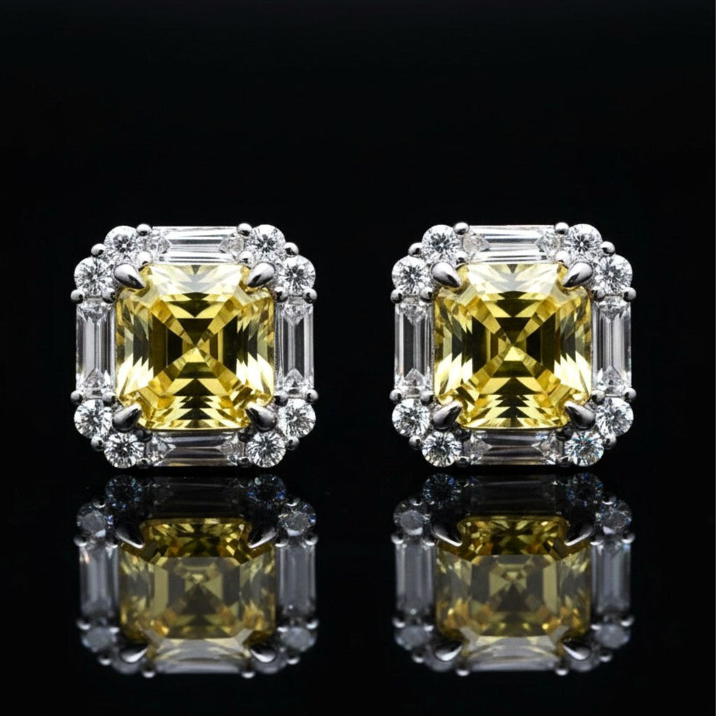 ✦•ÉCLATINE Made  Cushion Cut Stud Earrings (2ct Each)