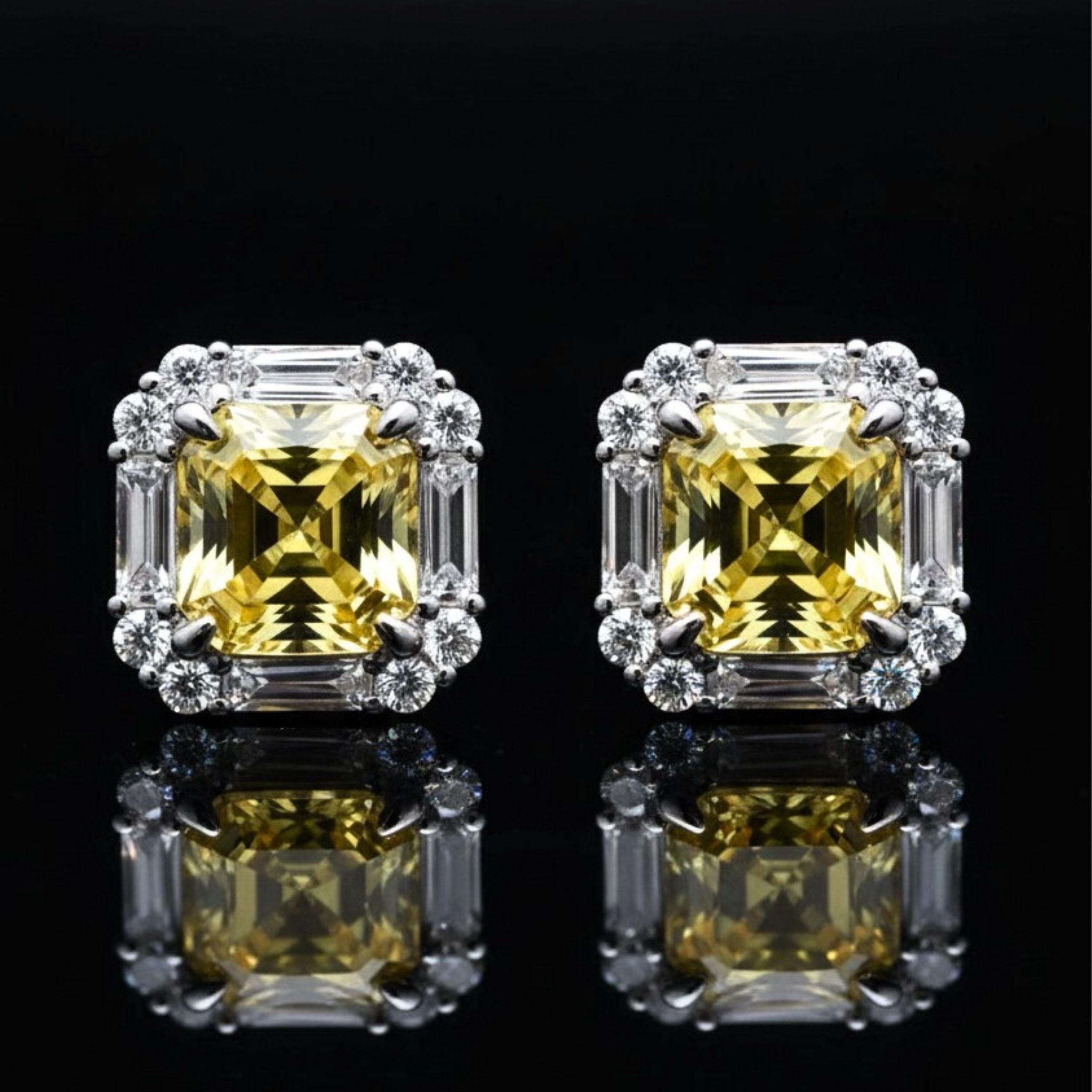 ✦•ÉCLATINE Made  Cushion Cut Stud Earrings (2ct Each)
