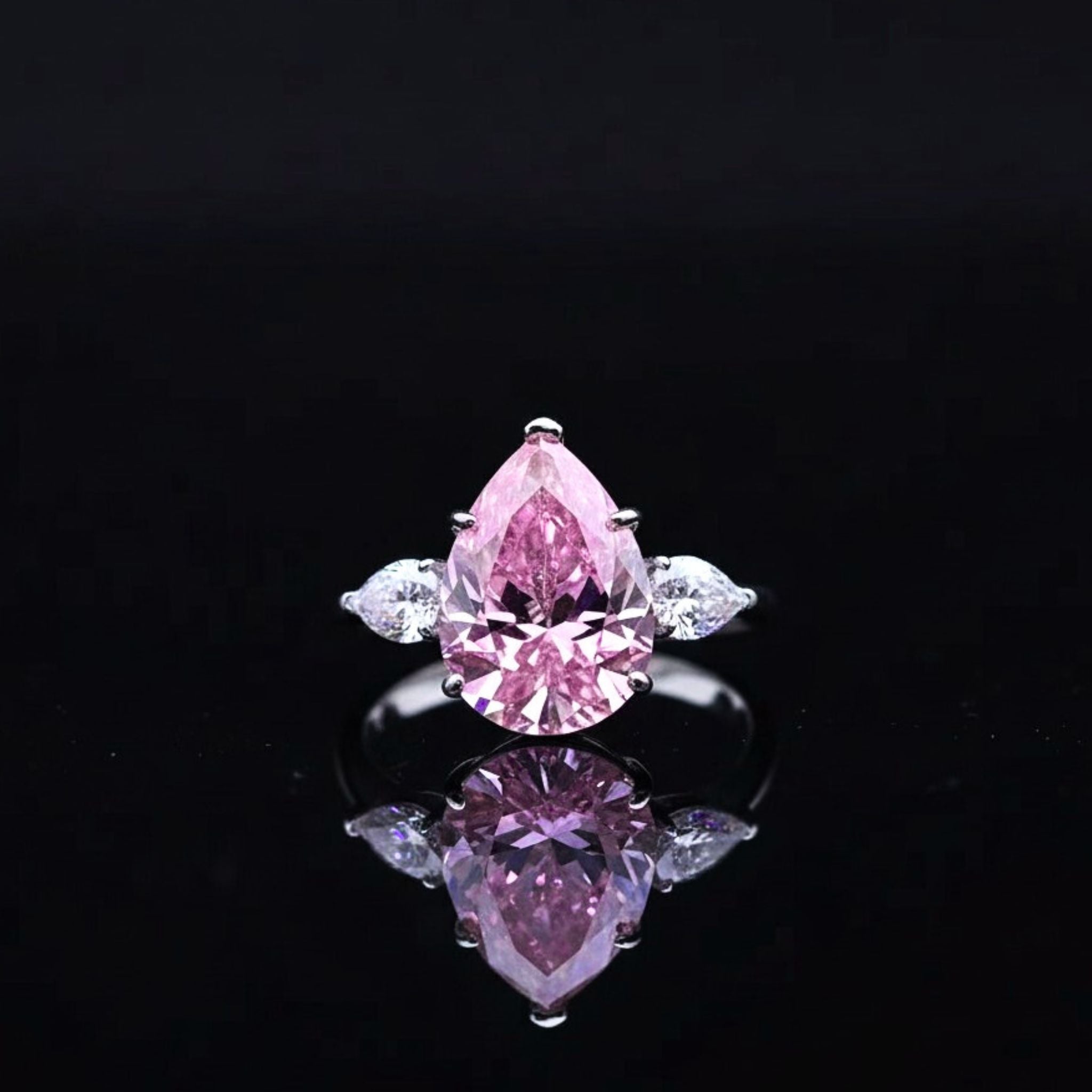 ✦•ÉCLATINE 14K Solid White Gold Pink Aurora Ring | 2ct