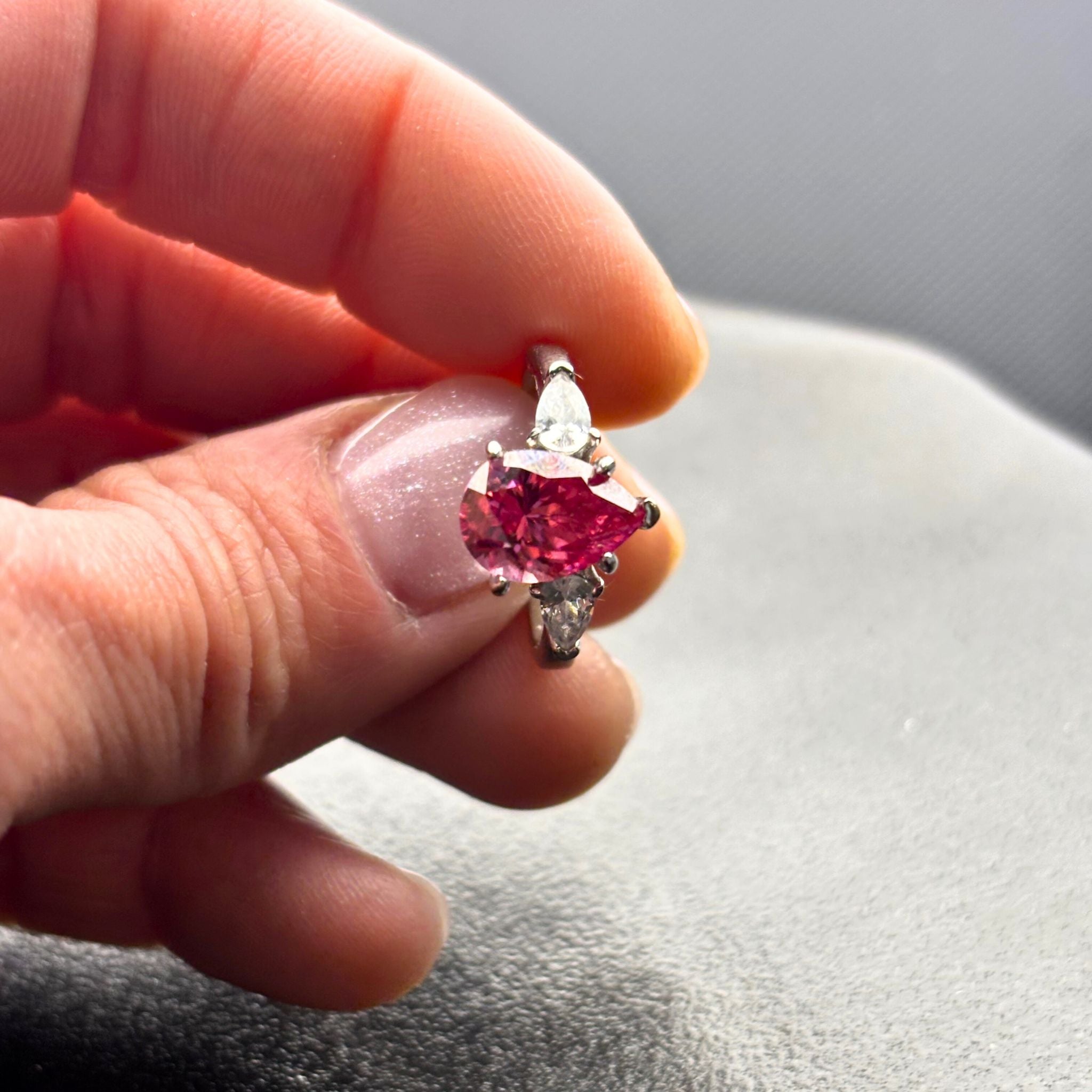 ✦•ÉCLATINE 14K Solid White Gold Pink Aurora Ring | 2ct