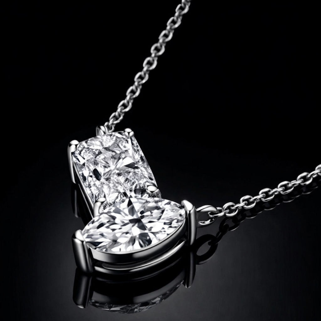 ÉCLATINE Dual Stone Moissanite Necklace – 3 CT Total