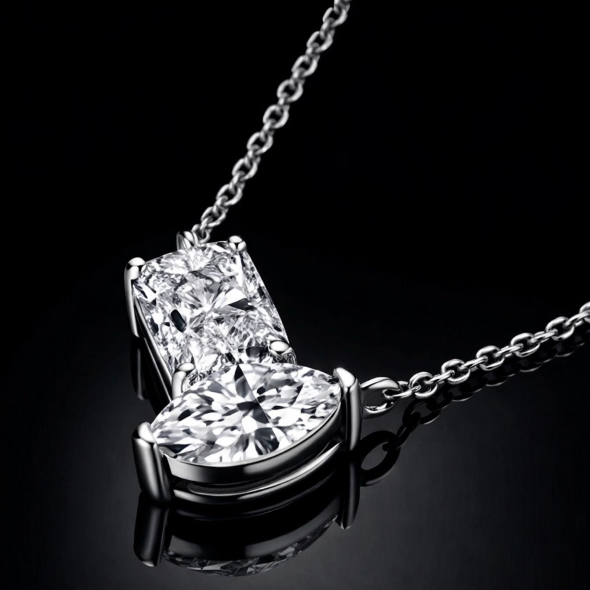 ÉCLATINE Dual Stone Moissanite Necklace – 3 CT Total