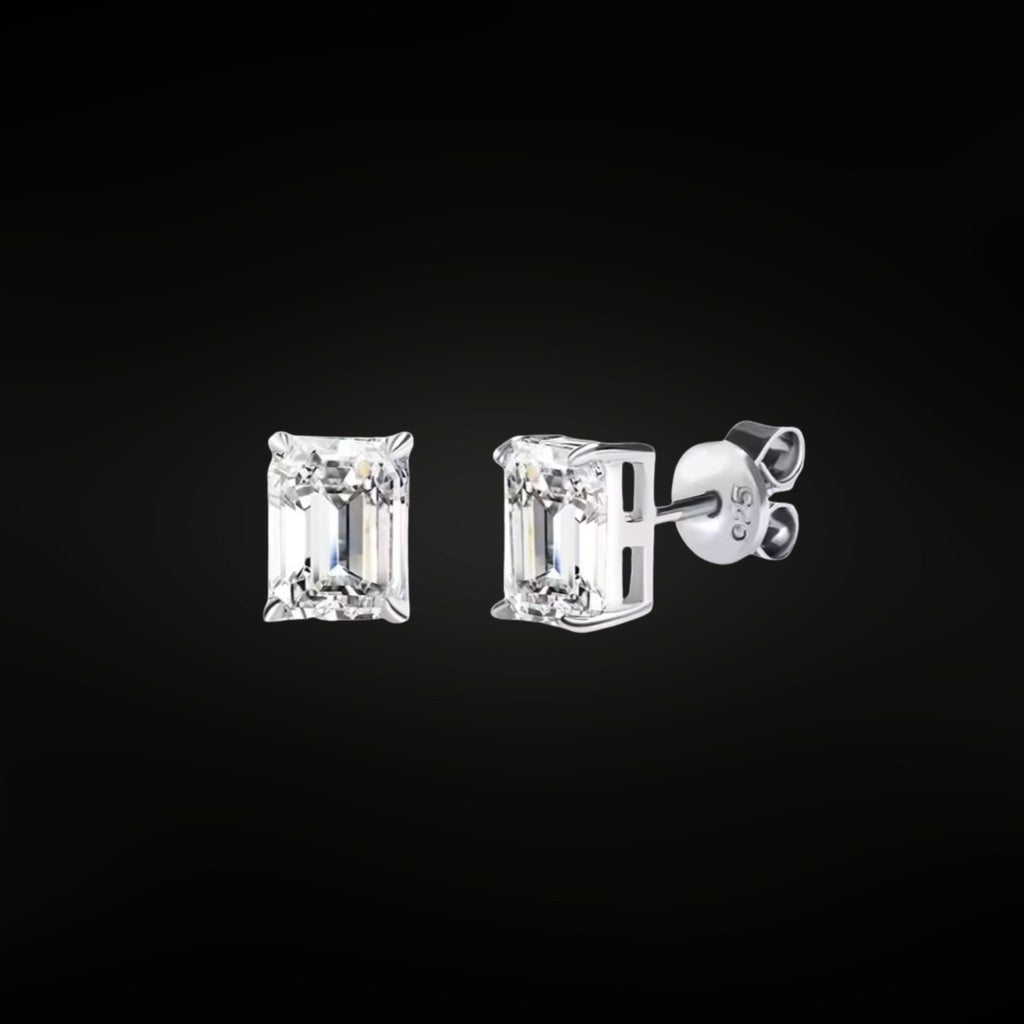 •ÉCLATINE Classic Emerald Cut Studs Earrings (5×7mm / 6×8mm)