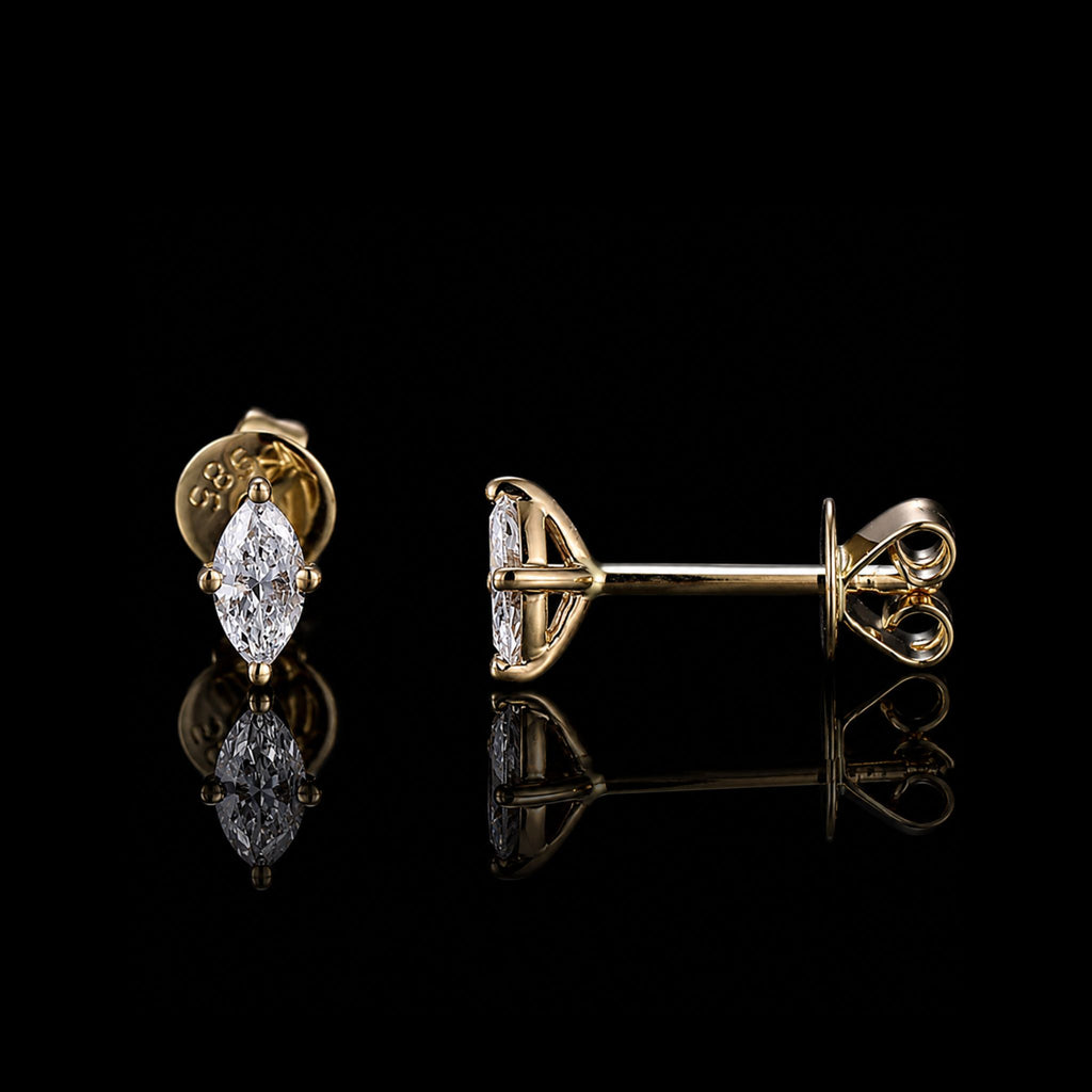 ÉCLATINE 14K Solid Gold | IGI Certified Lab Diamond | Marquise Cut | Stud Earrings