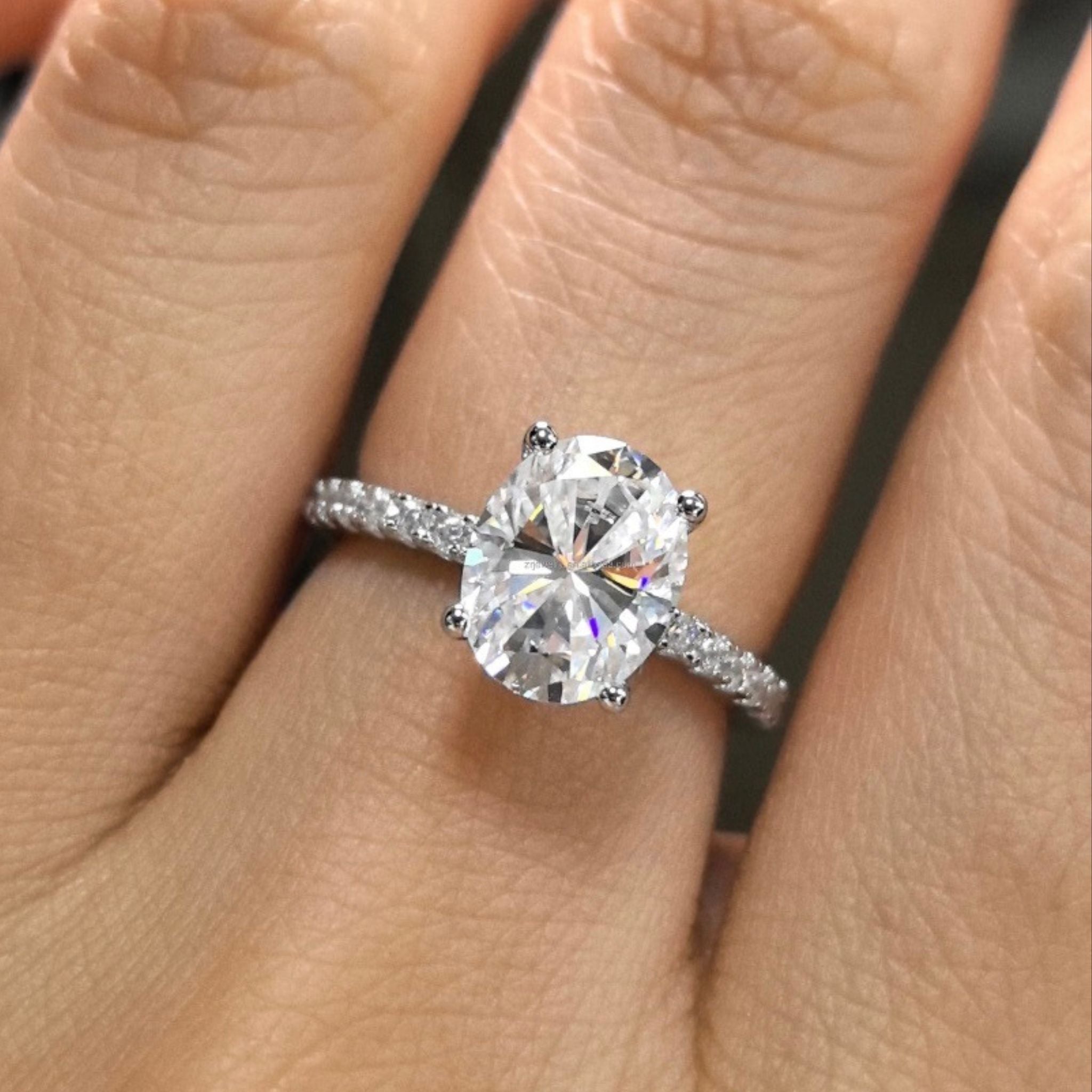 ÉCLATINE Radiant Oval Cut Engagement Ring  3ct