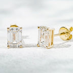 ÉCLATINE 10K Solid Gold | IGI Certified Lab Diamond | Emerald Cut| Stud Earrings