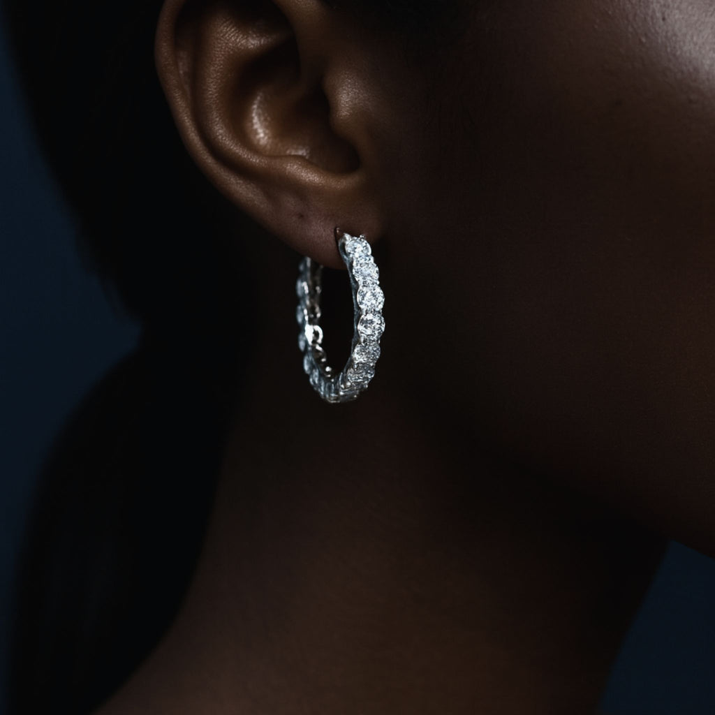 •ÉCLATINE Tennis Hoop Earrings 4mm