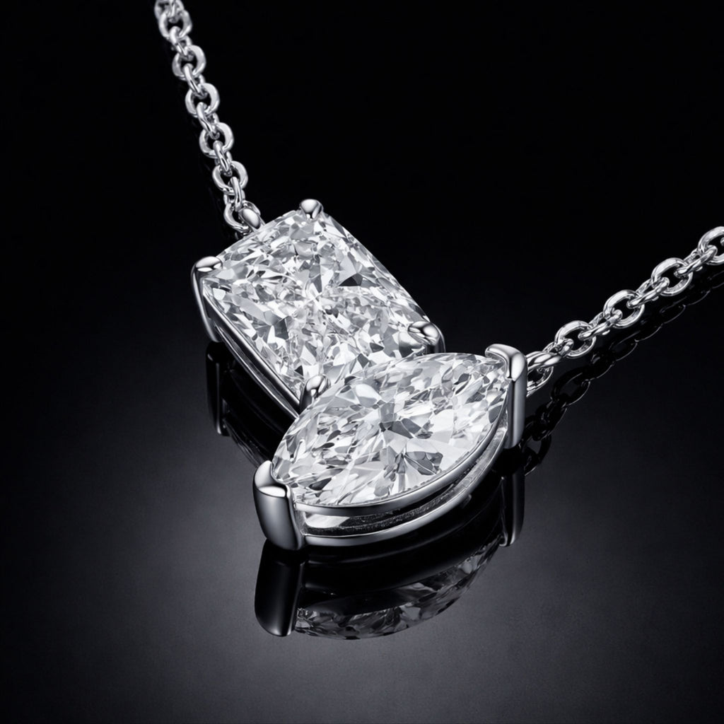 ÉCLATINE Dual Stone Moissanite Necklace – 3 CT Total