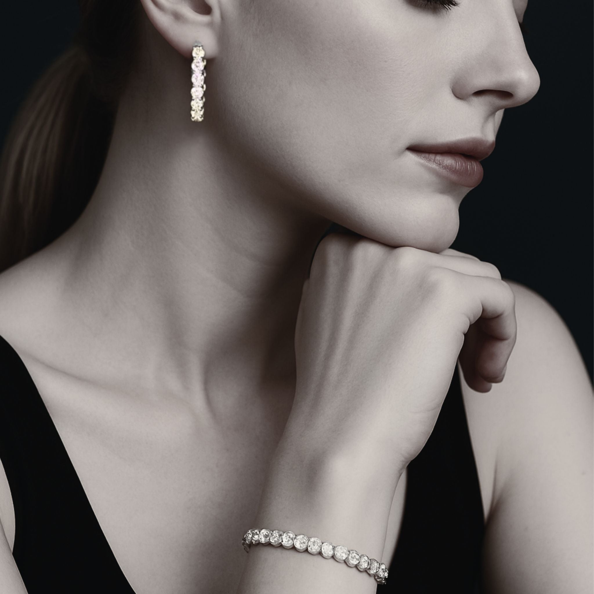 •ÉCLATINE Tennis Hoop Earrings 4mm