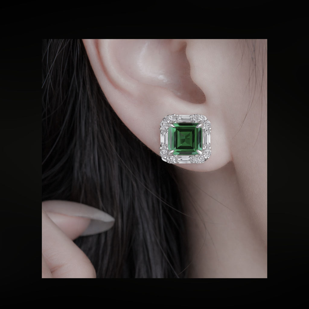 ✦•ÉCLATINE Made  Cushion Cut Stud Earrings (2ct Each)