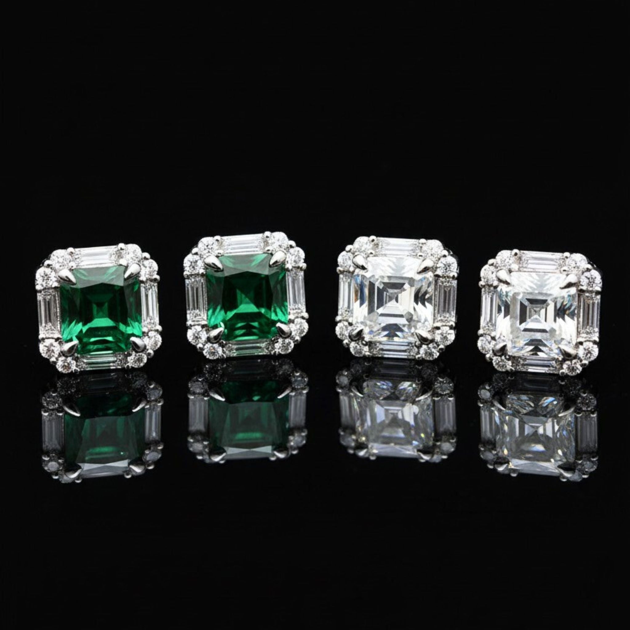 ✦•ÉCLATINE Made  Cushion Cut Stud Earrings (2ct Each)