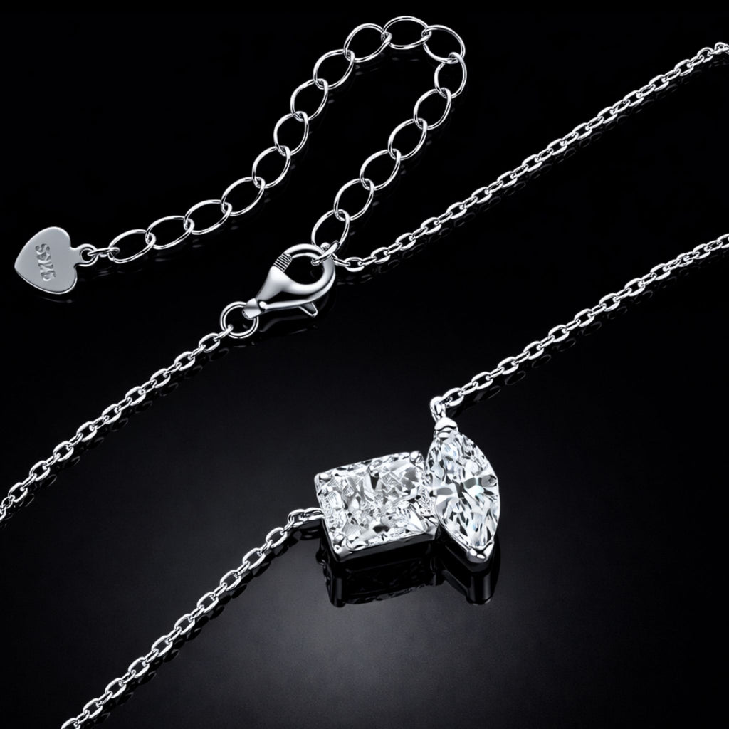 ÉCLATINE Dual Stone Moissanite Necklace – 3 CT Total