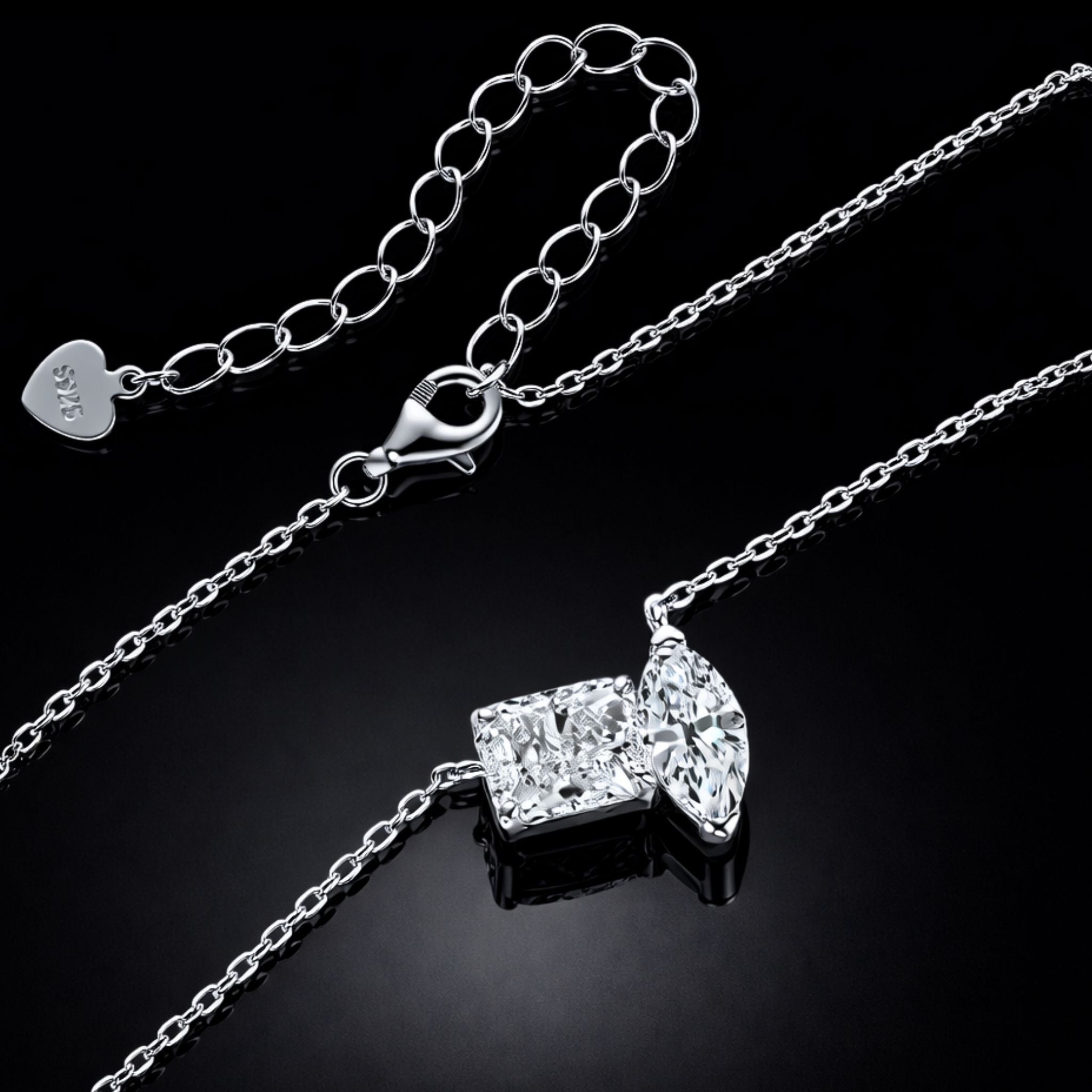 ÉCLATINE Dual Stone Moissanite Necklace – 3 CT Total
