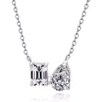ÉCLATINE Toi et Moi Moissanite Necklace – 2 CT Total | Emerald & Pear Cut