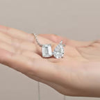 ÉCLATINE Toi et Moi Moissanite Necklace – 2 CT Total | Emerald & Pear Cut