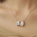 ÉCLATINE Toi et Moi Moissanite Necklace – 2 CT Total | Emerald & Pear Cut