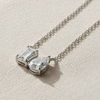 ÉCLATINE Toi et Moi Moissanite Necklace – 2 CT Total | Emerald & Pear Cut