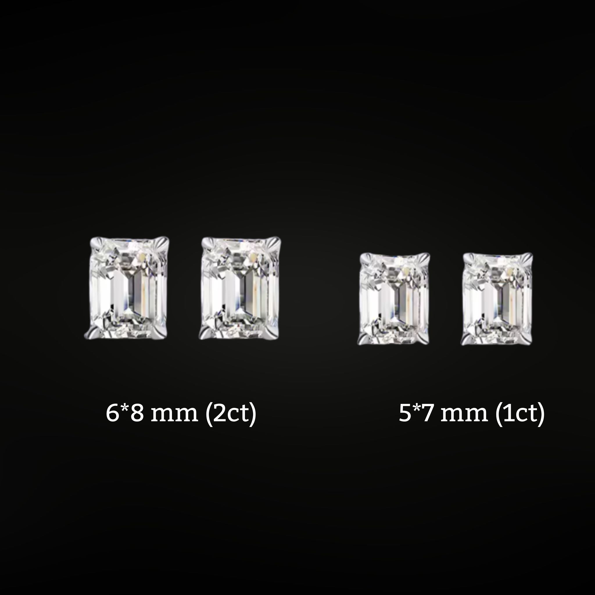 •ÉCLATINE Classic Emerald Cut Studs Earrings (5×7mm / 6×8mm)