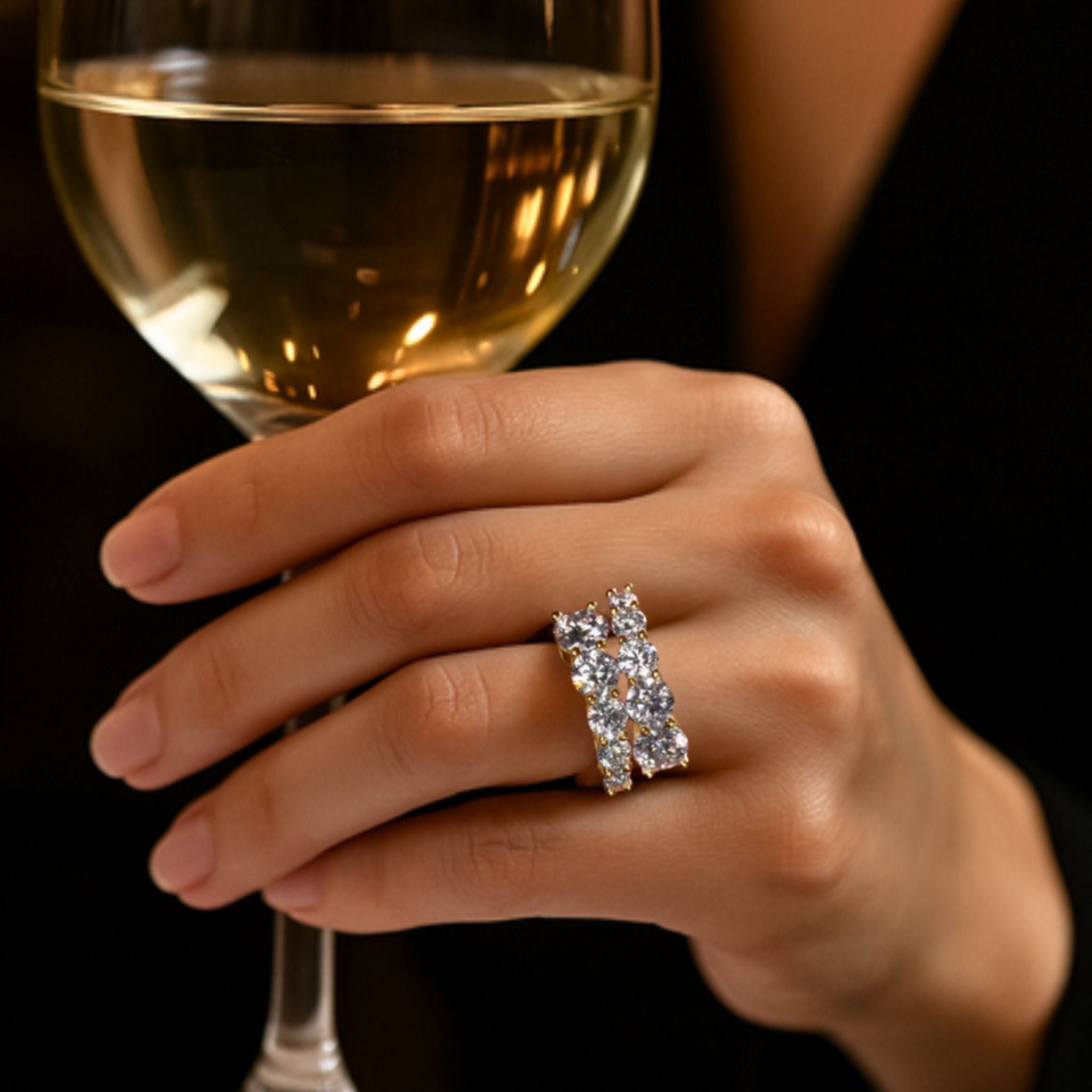 •ÉCLATINE Arc Brilliance Multi-Row Ring