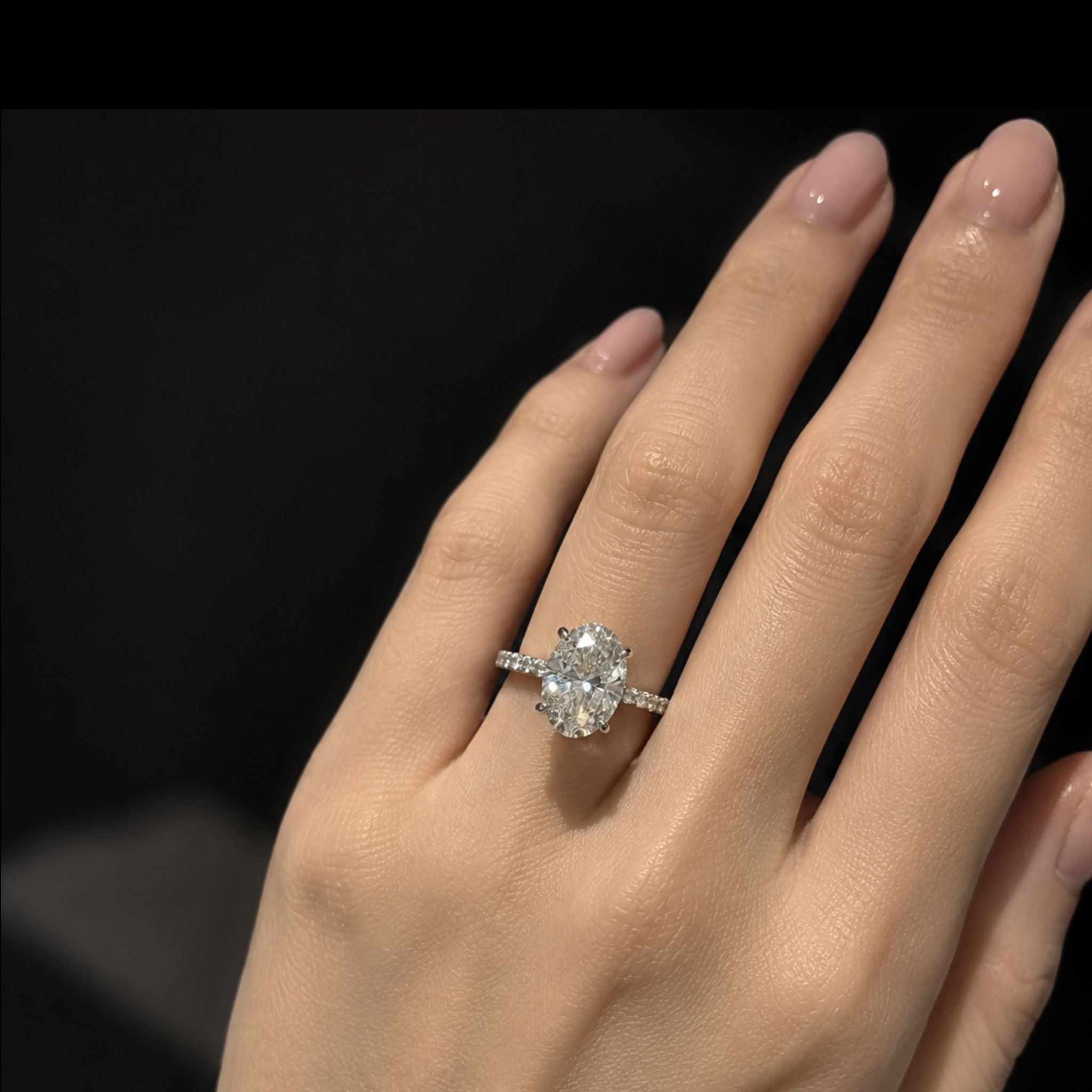 ÉCLATINE Radiant Oval Cut Engagement Ring  3ct