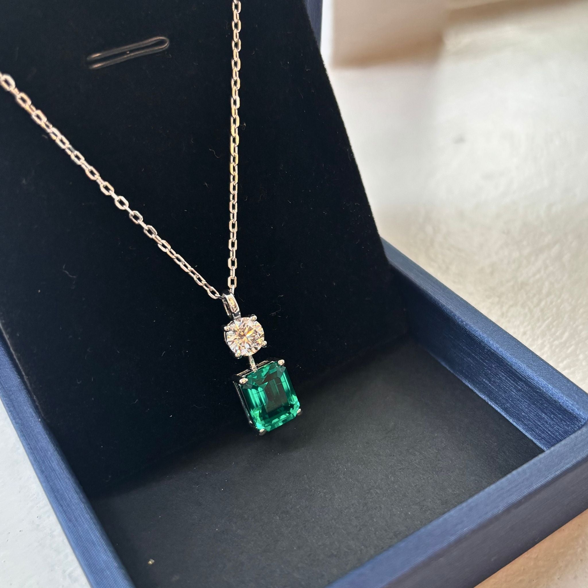 Green & White Moissanite Combo Necklace