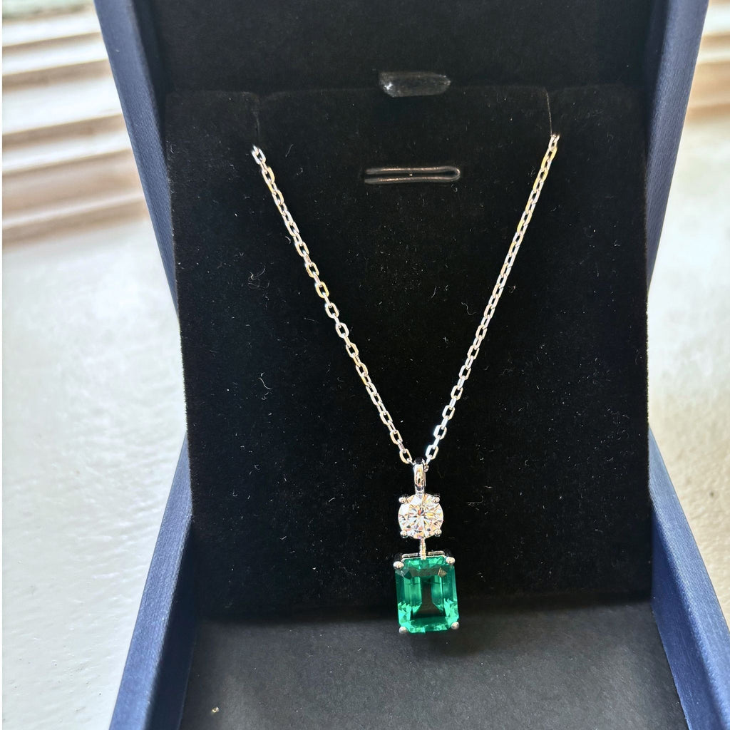 Green & White Moissanite Combo Necklace