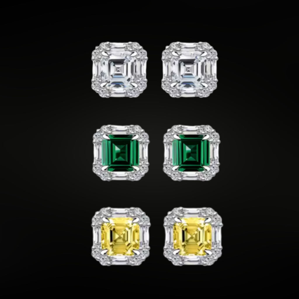 ✦•ÉCLATINE Made  Cushion Cut Stud Earrings (2ct Each)