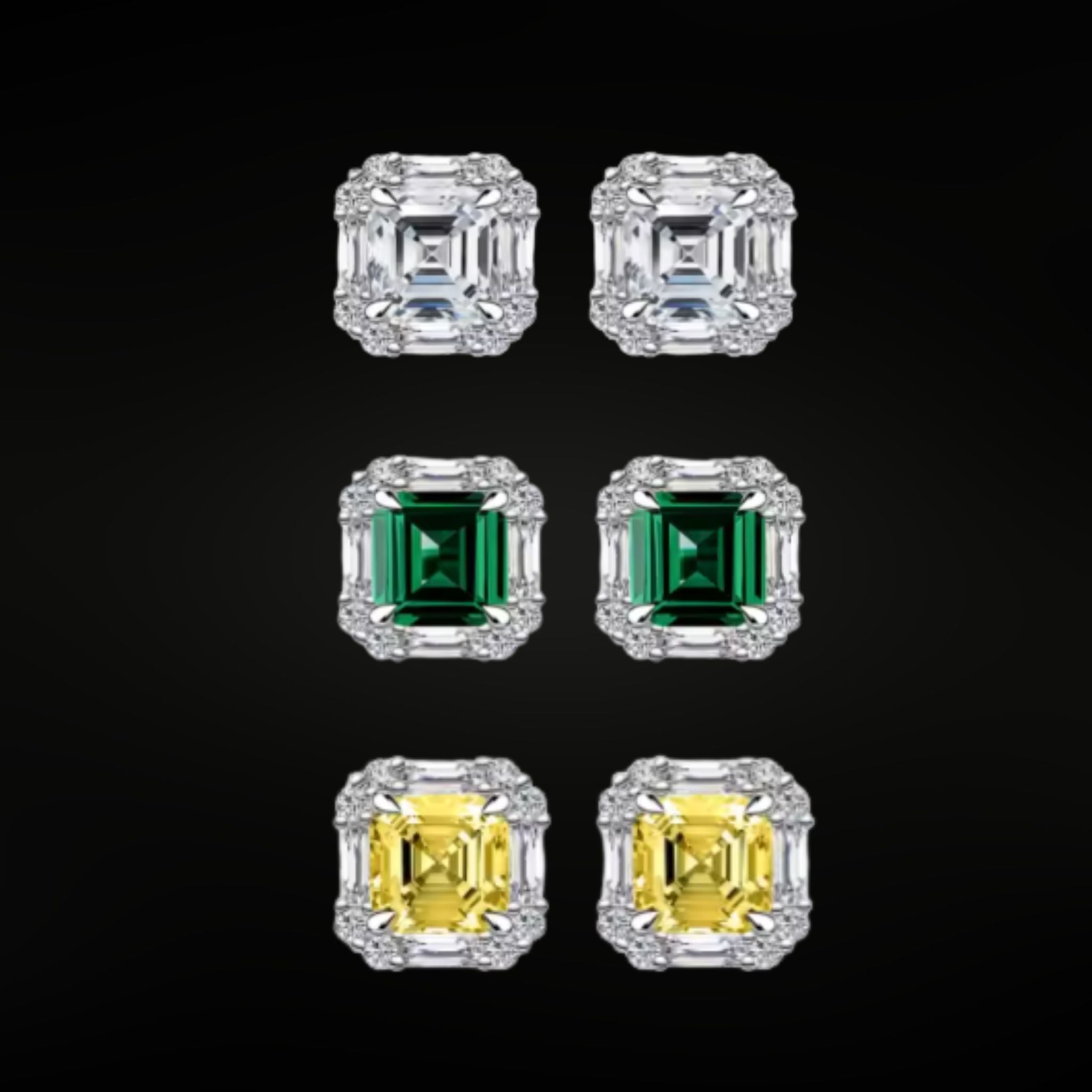 ✦•ÉCLATINE Made  Cushion Cut Stud Earrings (2ct Each)