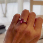 ✦•ÉCLATINE 14K Solid White Gold Pink Aurora Ring | 2ct